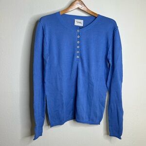 NWT Stitches & Stripes Cotton Modal Blue Henley Long Sleeve Knit Top Size Small